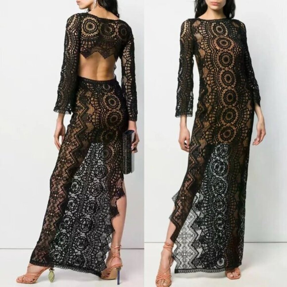 Alberta Ferretti Crochet Maxi Dress